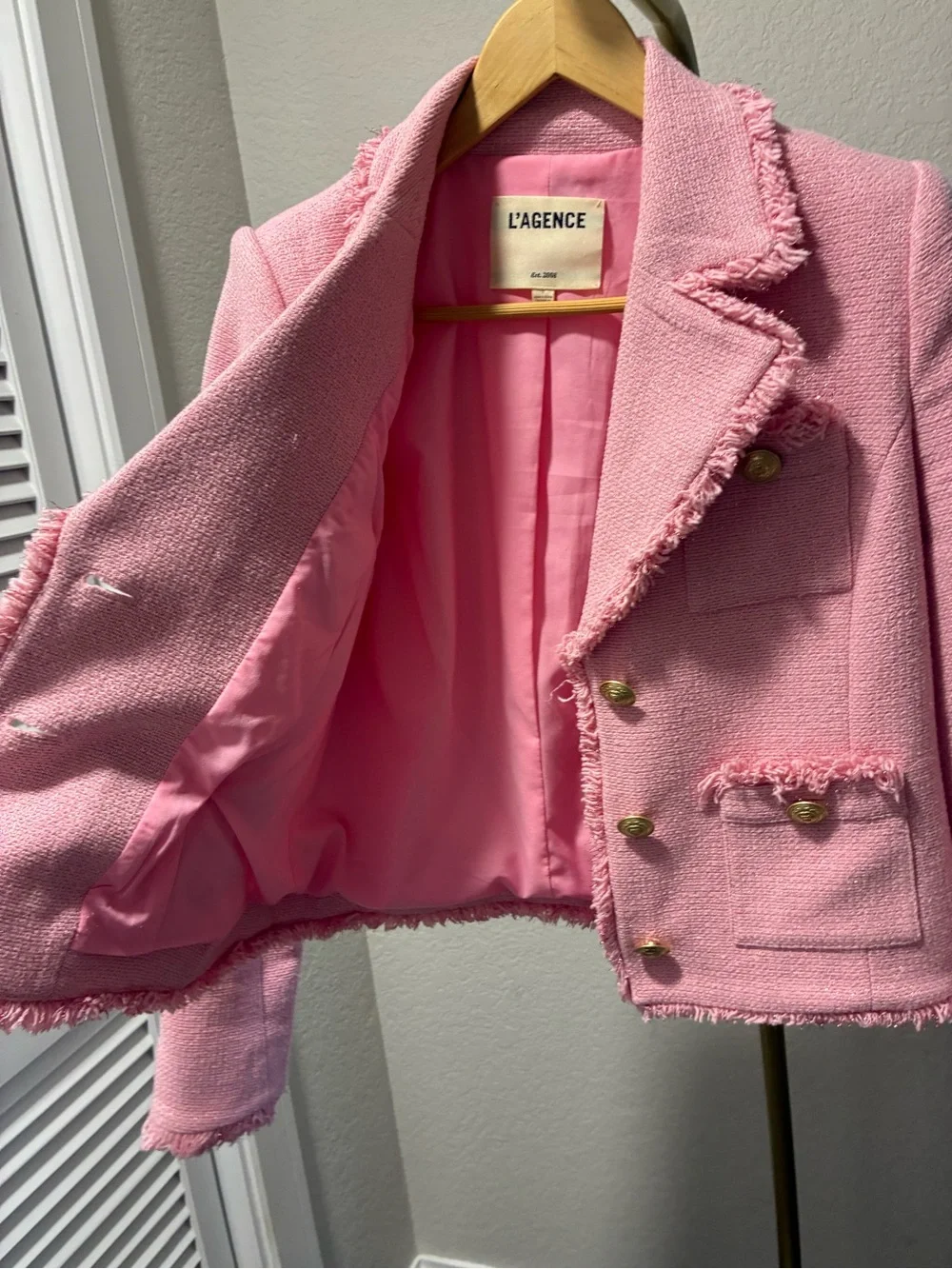 L'AGENCE Pink Frayed Jacket - Picture 7 of 10
